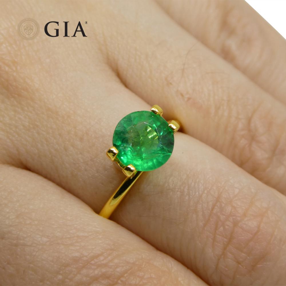 This is a stunning GIA Certified Emerald

 

The GIA report reads as follows:

GIA Report Number: 5221341955
Shape: Round
Cutting Style:
Cutting Style: Crown: Brilliant Cut
Cutting Style: Pavilion: Step Cut
Transparency: Transparent
Color: Green


