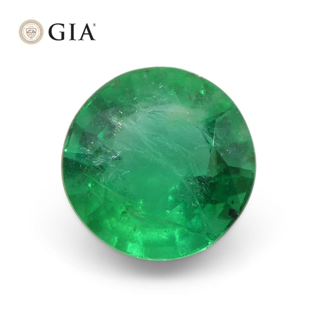 Taille ronde Émeraude verte ronde de 1.91 carats certifiée GIA du Brésil en vente