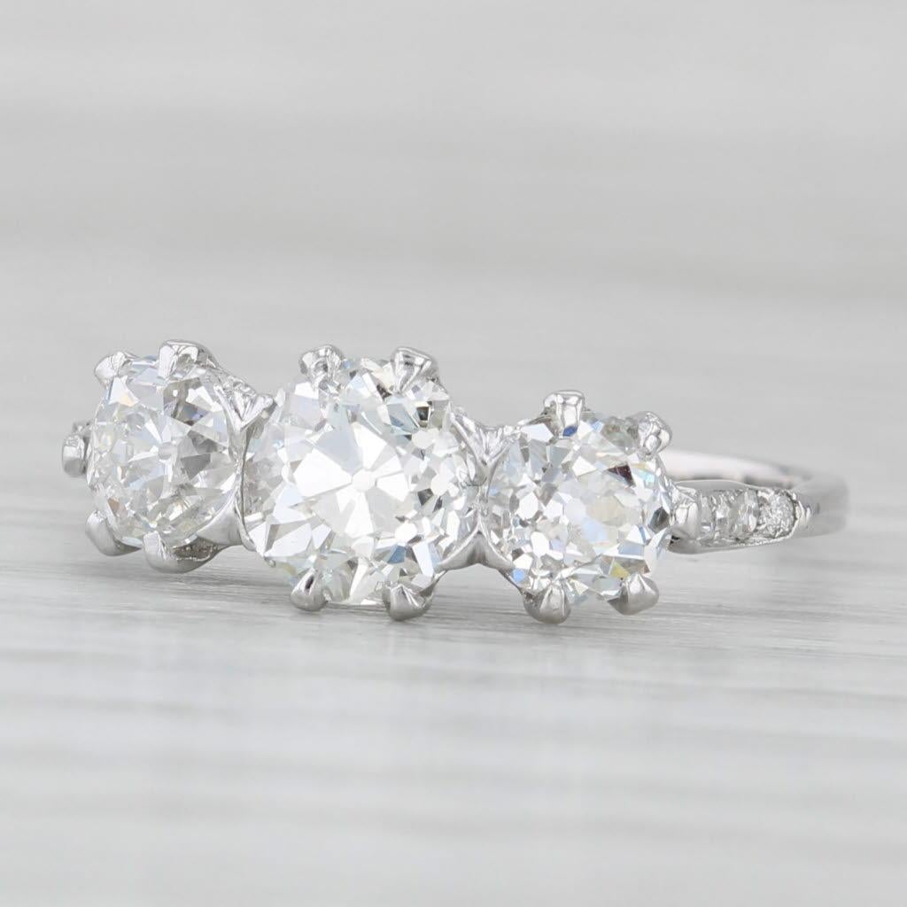 1.91ctw Diamond Round 3-Stone 14k White Gold Size 6.25 Engagement