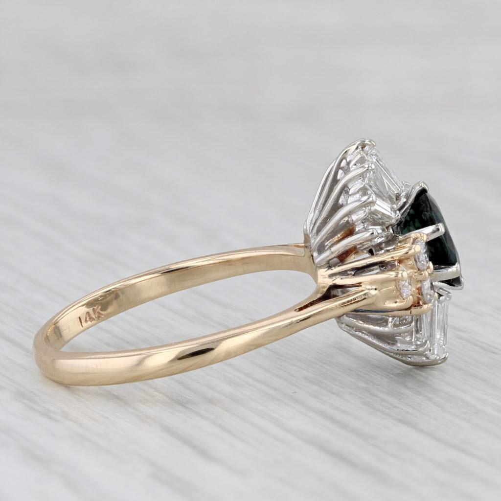 1.91ctw Oval Blue Sapphire Diamond Halo Ring 14k Gold Size 8 Engagement In Good Condition For Sale In McLeansville, NC