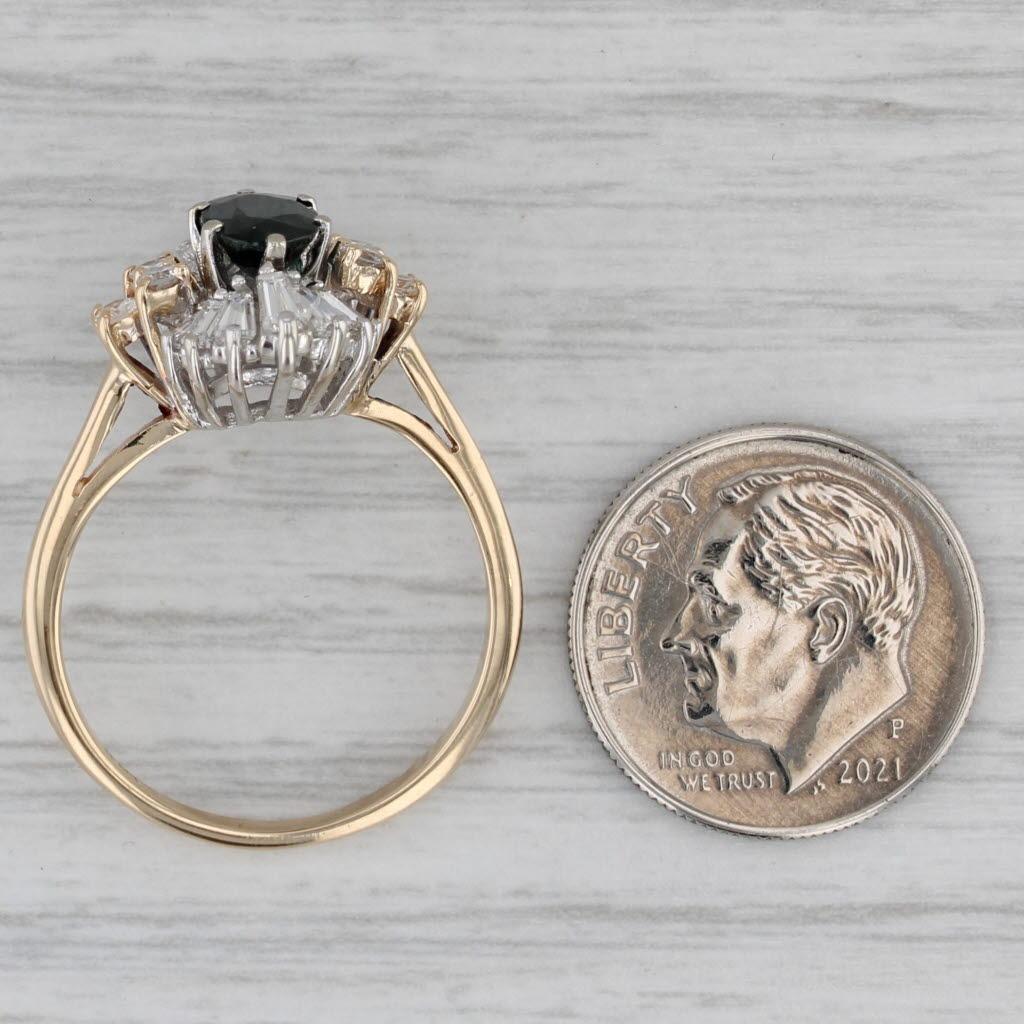 1.91ctw Oval Blue Sapphire Diamond Halo Ring 14k Gold Size 8 Engagement For Sale 2