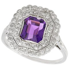 1.92 Carat Amethyst and 1.20 Carat Diamond, Platinum Dress Ring, circa 1920