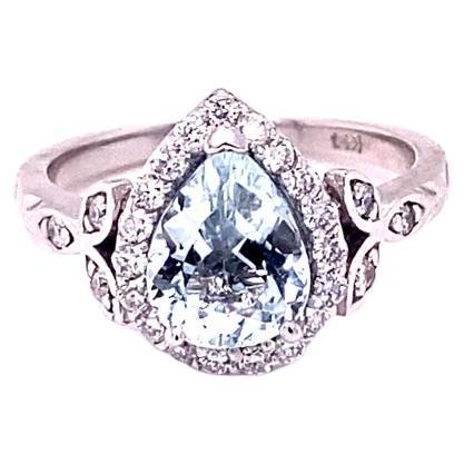 1.92 Carat Aquamarine Diamond White Gold Engagement Ring