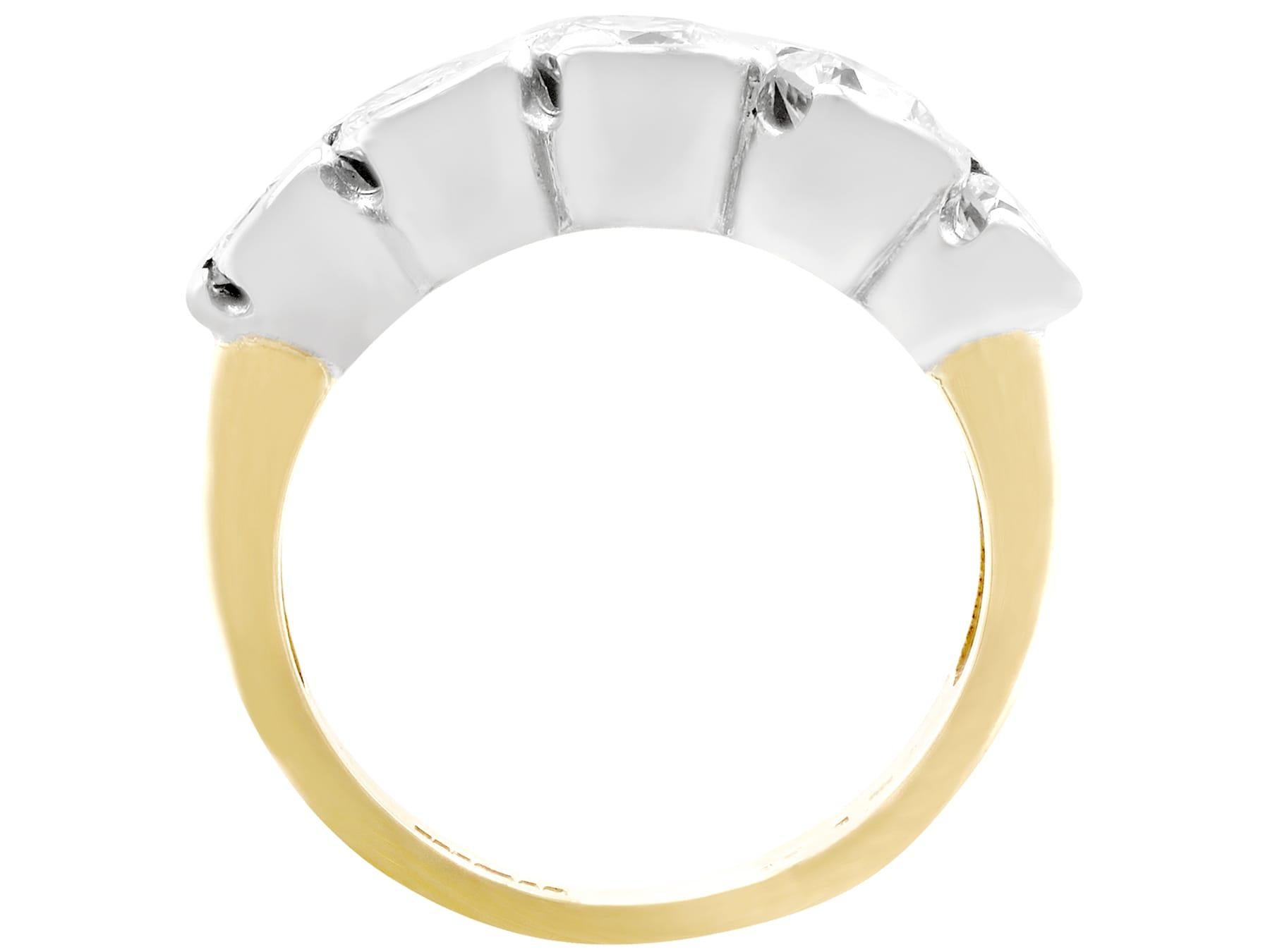 Round Cut 1.92 Carat Diamond Gold Five-Stone Ring For Sale