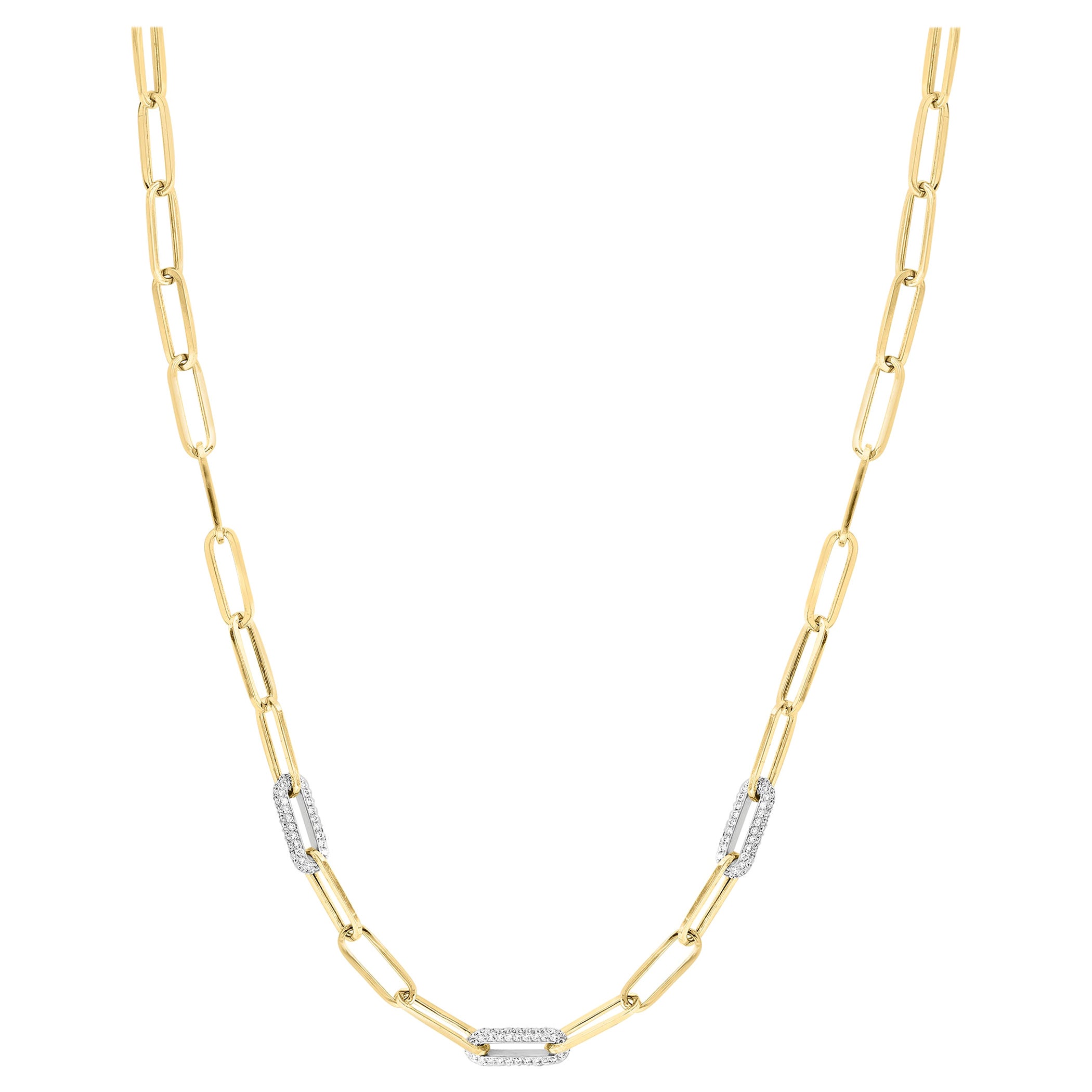 Collier trombone en or jaune 14k avec diamants de 1,92 carat