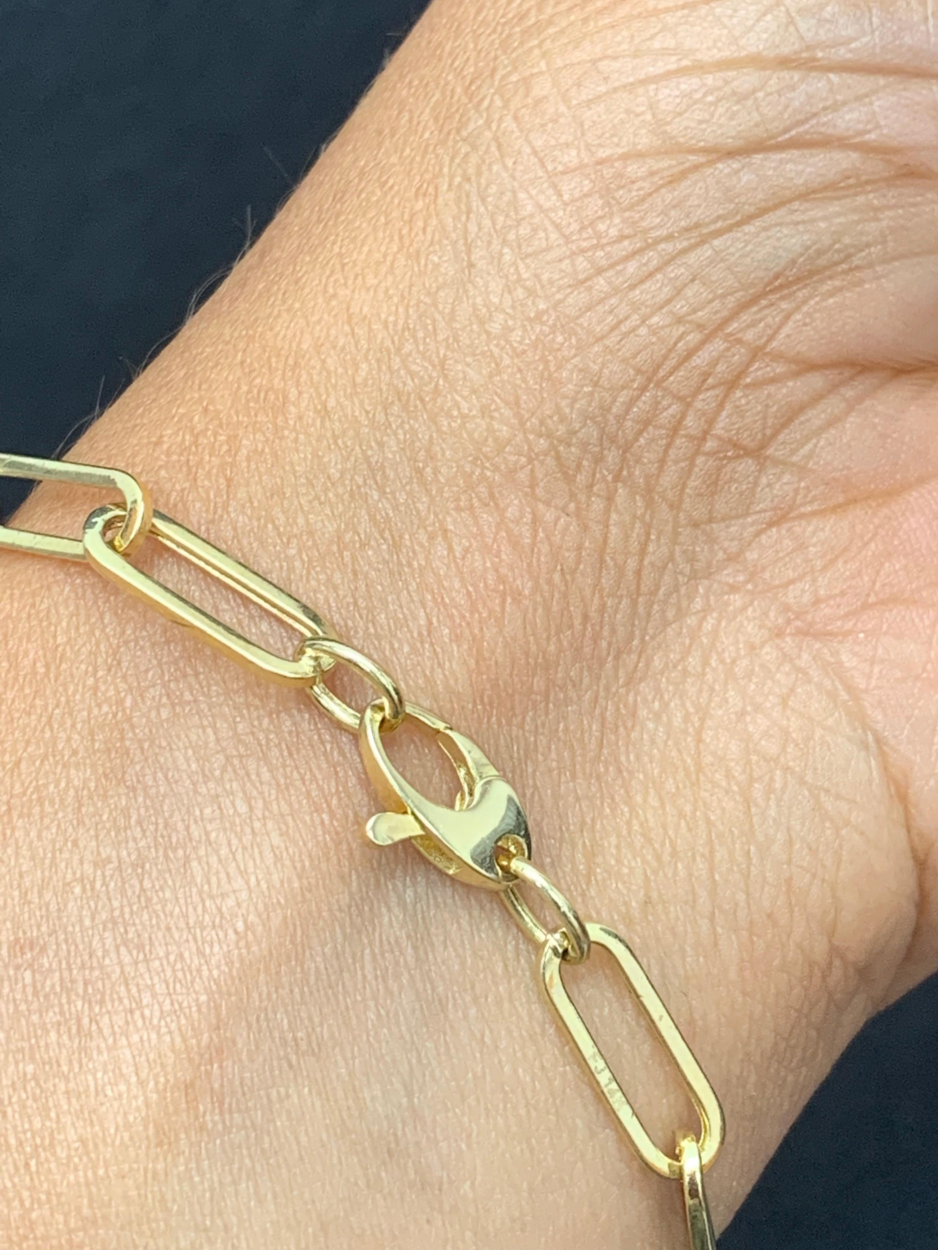 1.92 Carat Diamond Paper Clip Bracelet in 14K Yellow Gold For Sale 1