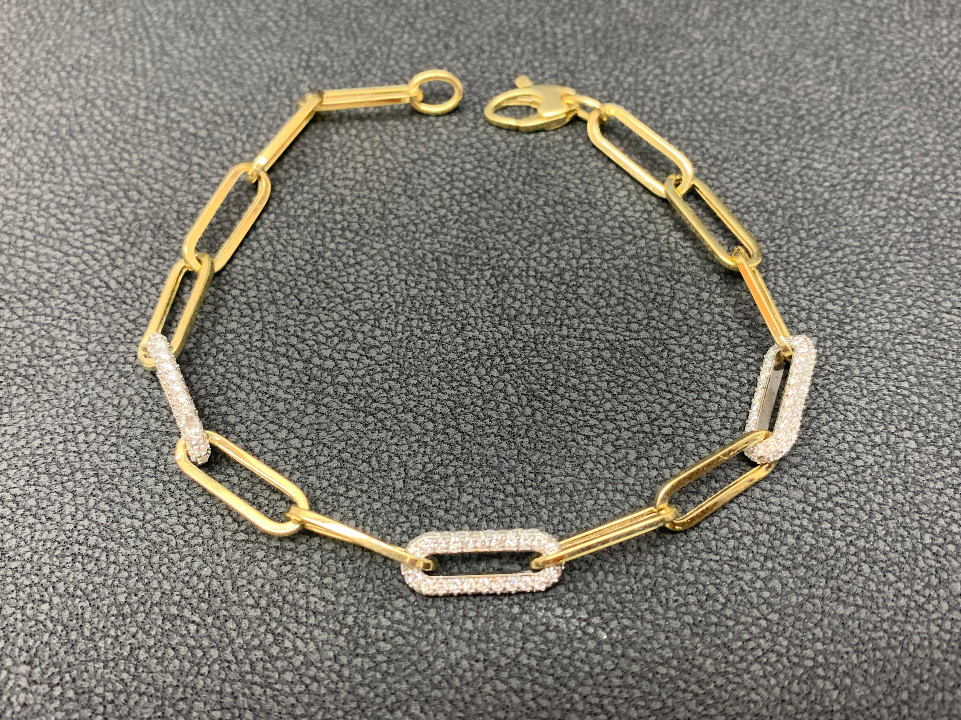 Moderne Bracelet à clips en or jaune 14 carats avec diamants de 1,92 carat en vente