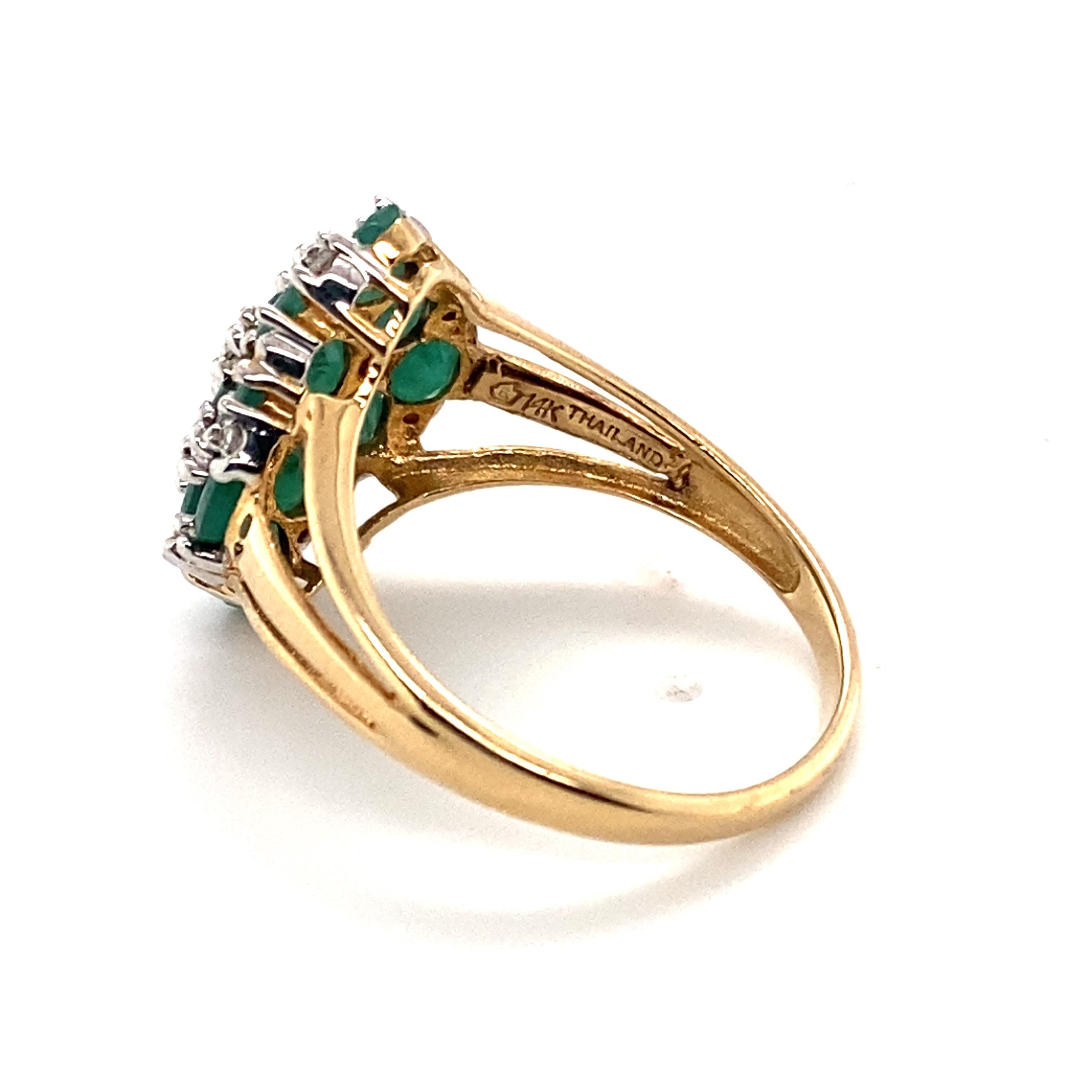 Oval Cut 1.92 Carat Emerald and Diamond Ring in 14 Karat Yellow Gold For Sale