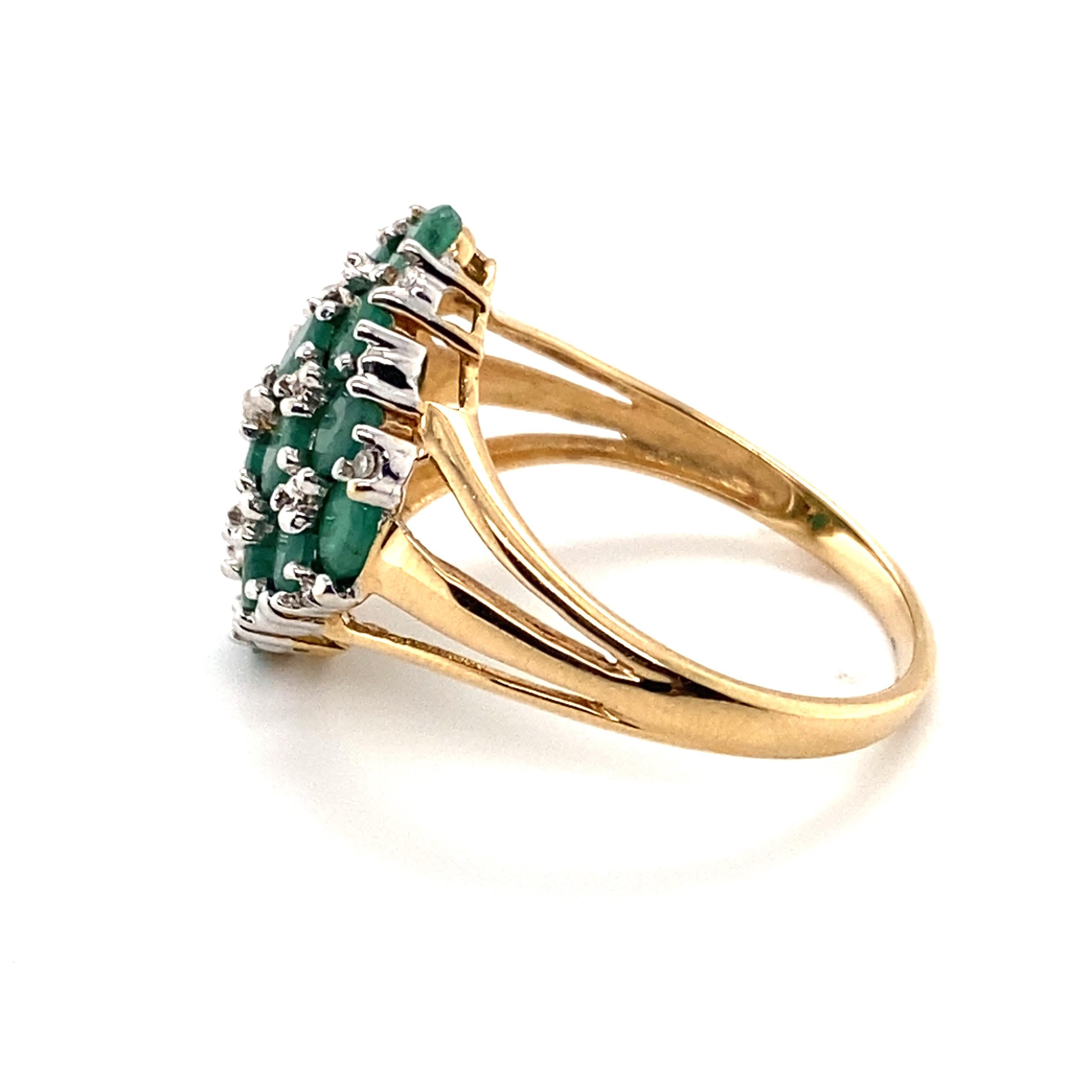 1.92 Carat Emerald and Diamond Ring in 14 Karat Yellow Gold In Excellent Condition For Sale In Atlanta, GA