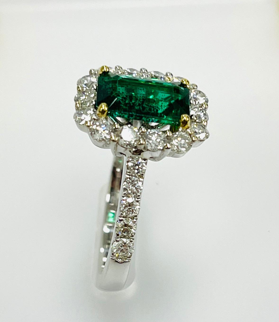 Emerald Cut 1.92 Carat Emerald Diamond Cocktail Ring For Sale