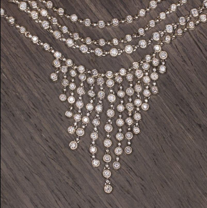 Round Cut Certified 20 Carats Round Brilliant Cut Diamond Necklace  For Sale