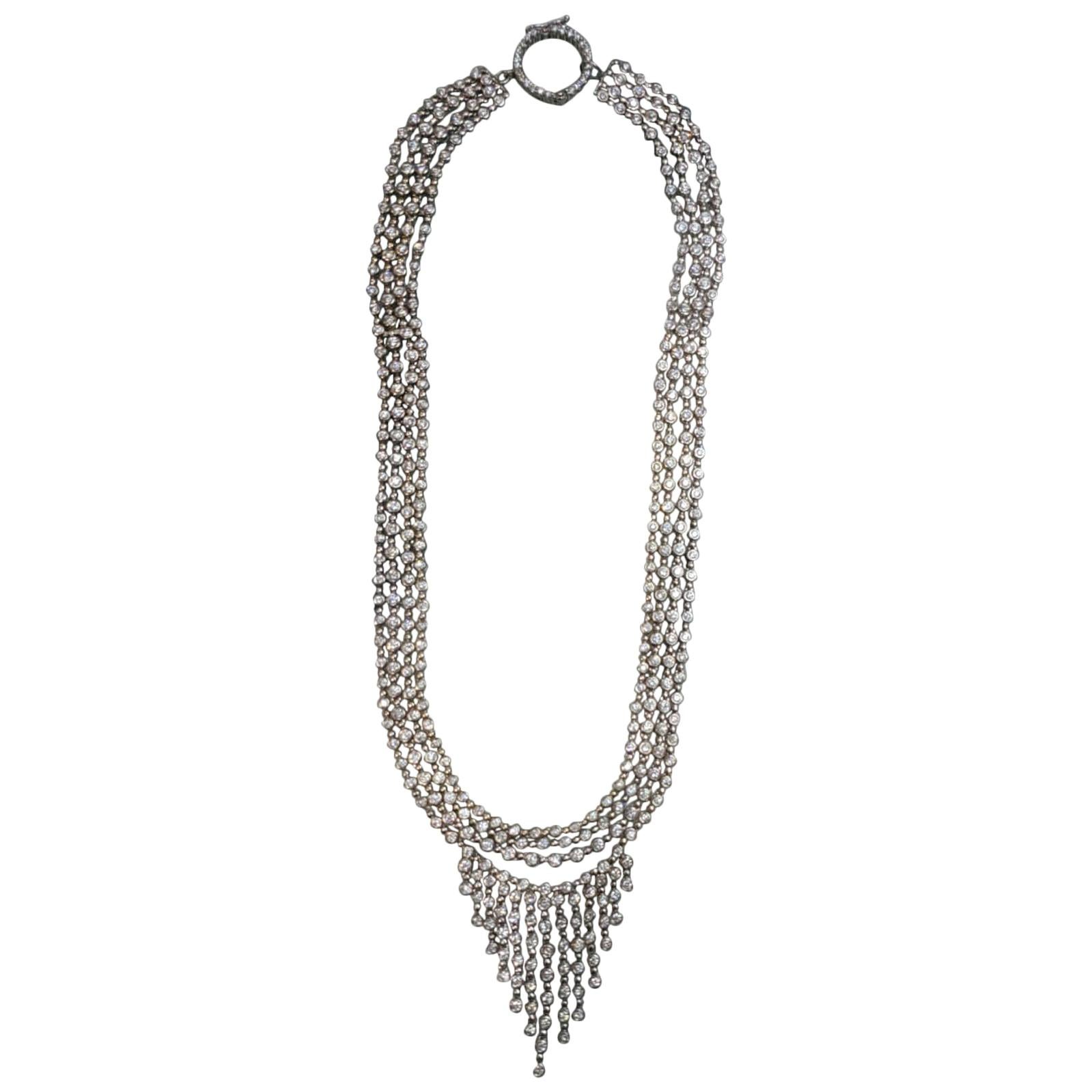 Halskette mit zertifizierten 20 Karat runden Diamanten im Brillantschliff 