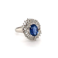 1.92 Carat GIA No Heat Sapphire and Diamond Platinum Ring Fine Estate Jewelry