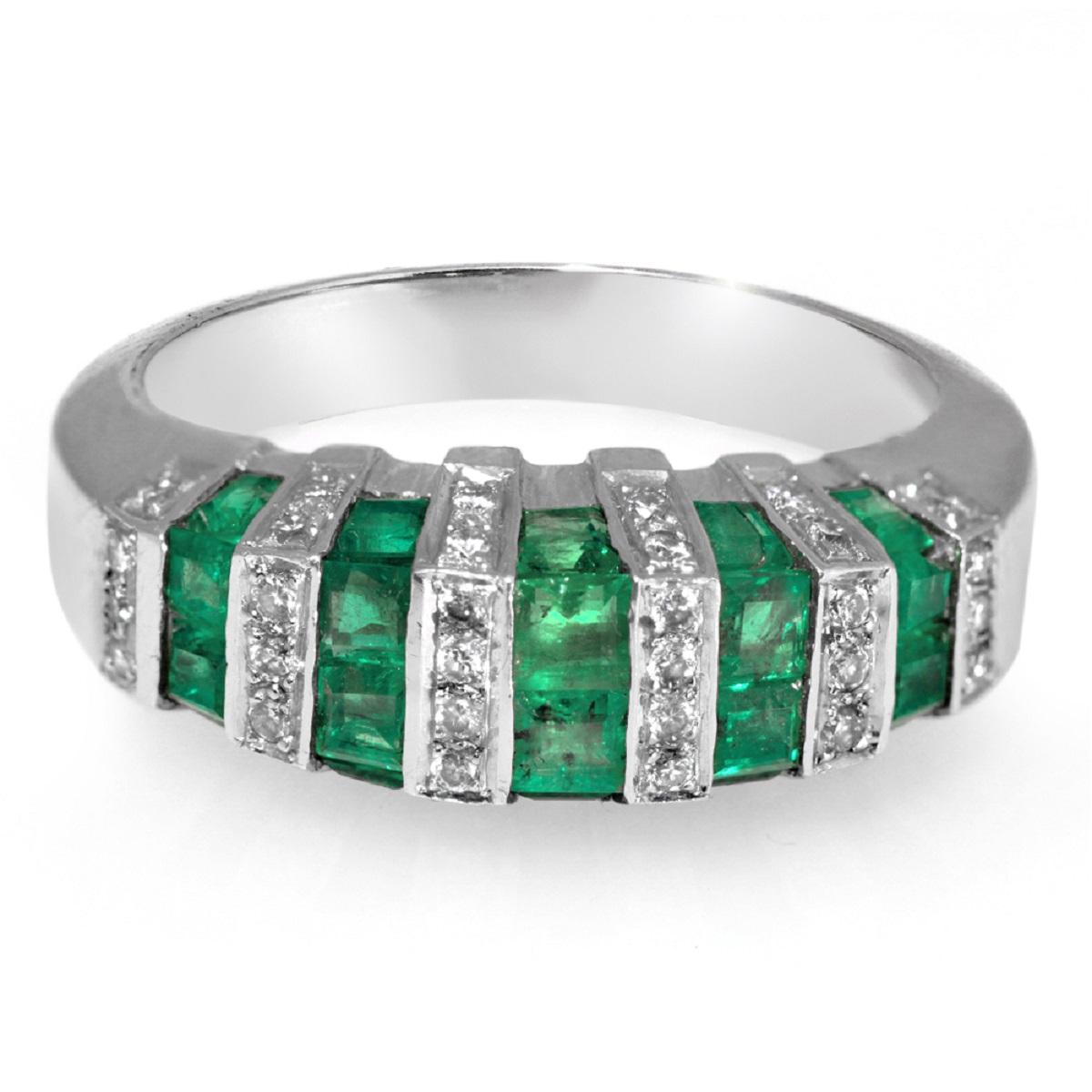 Type: Ring
Top:7.5 mm
Band Width: 3.2 mm
Metal: White Gold
Metal Purity: 18K
Size:6 to 9
Hallmarks: 18K
Total Weight: 6.3 Grams
Stone Type: 1.92 Natural Emerald and 0.25 Ct VS2 G Diamonds
Condition: New
Stock Number: BL13
..

Please Message Us for