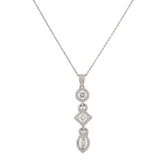 1.92 Carat Multi Shape Diamond Drop Pendant Necklace 14 Karat in Stock