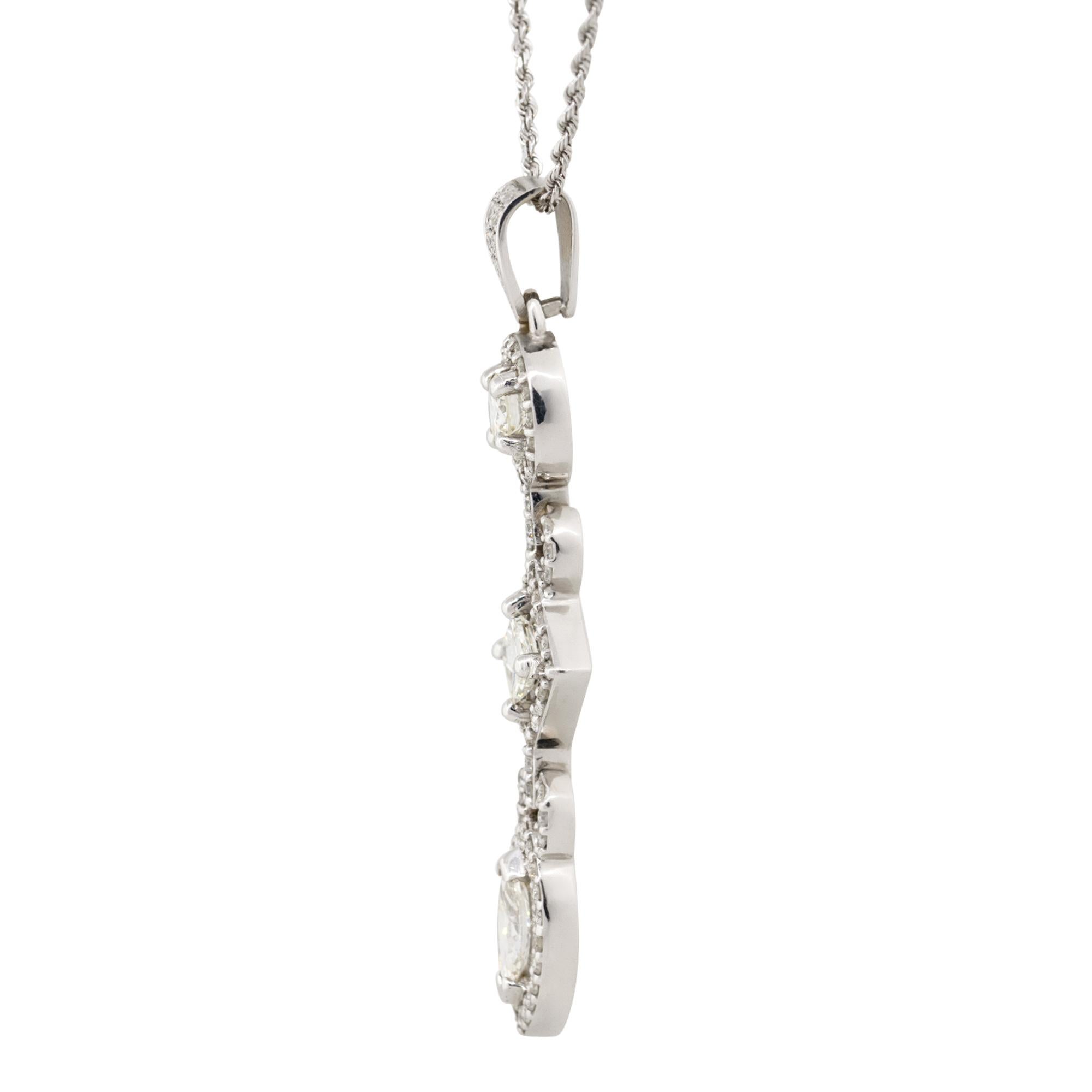 Mixed Cut 1.92 Carat Multi Shape Diamond Drop Pendant Necklace 14 Karat in Stock For Sale