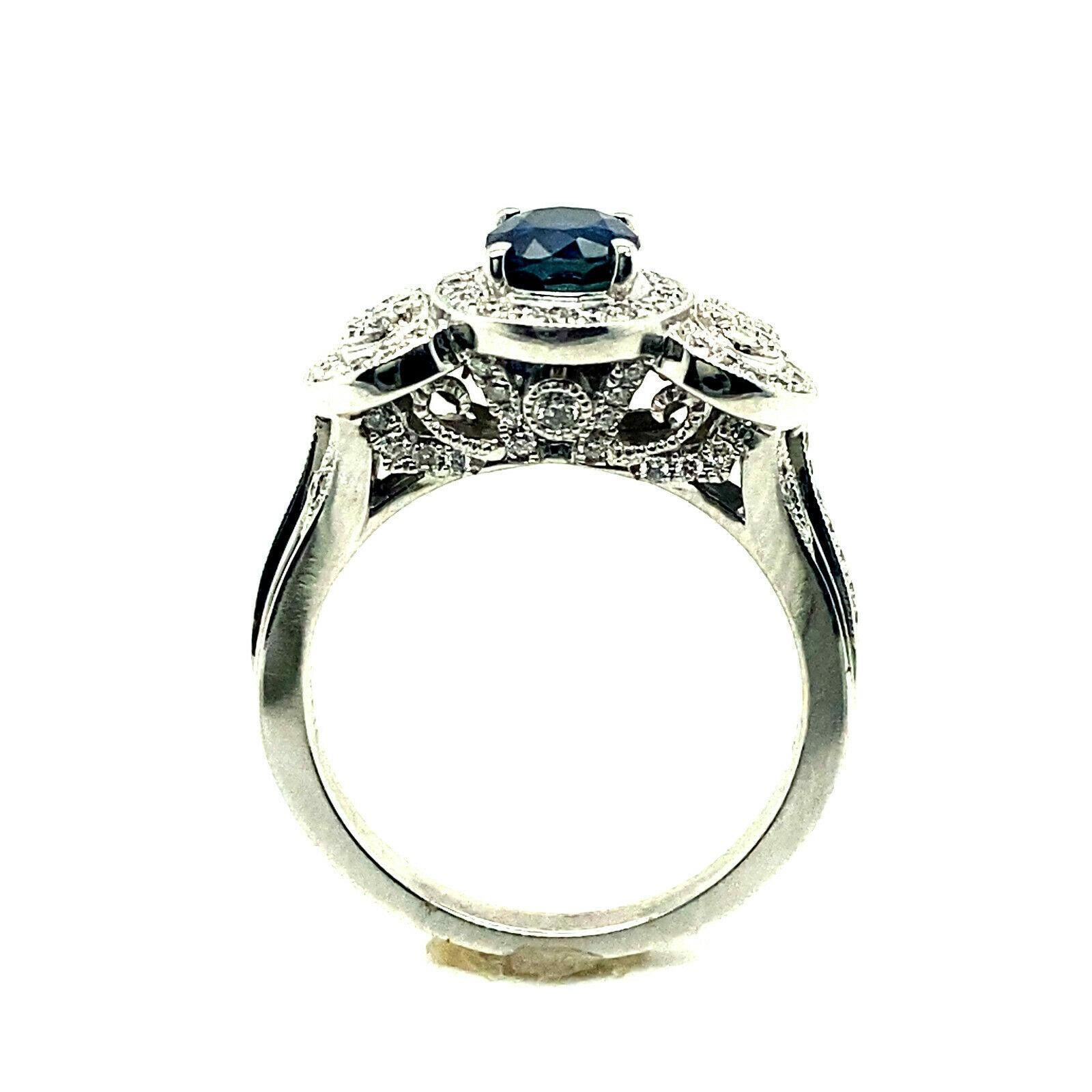 For Sale:  1.92 Carat Natural Diamond & Sapphire Engagement Ring F VS 18k White Gold 2