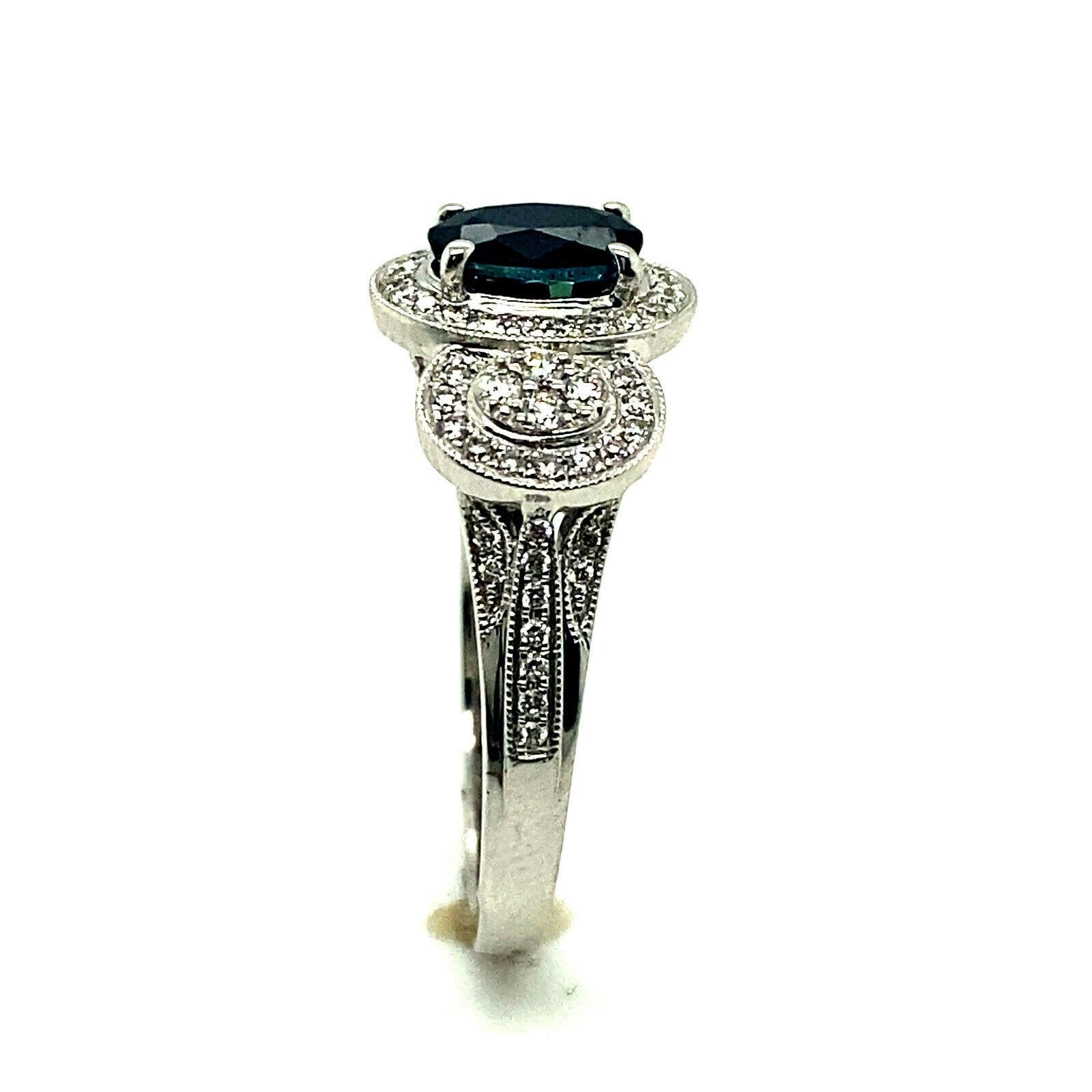 For Sale:  1.92 Carat Natural Diamond & Sapphire Engagement Ring F VS 18k White Gold 3