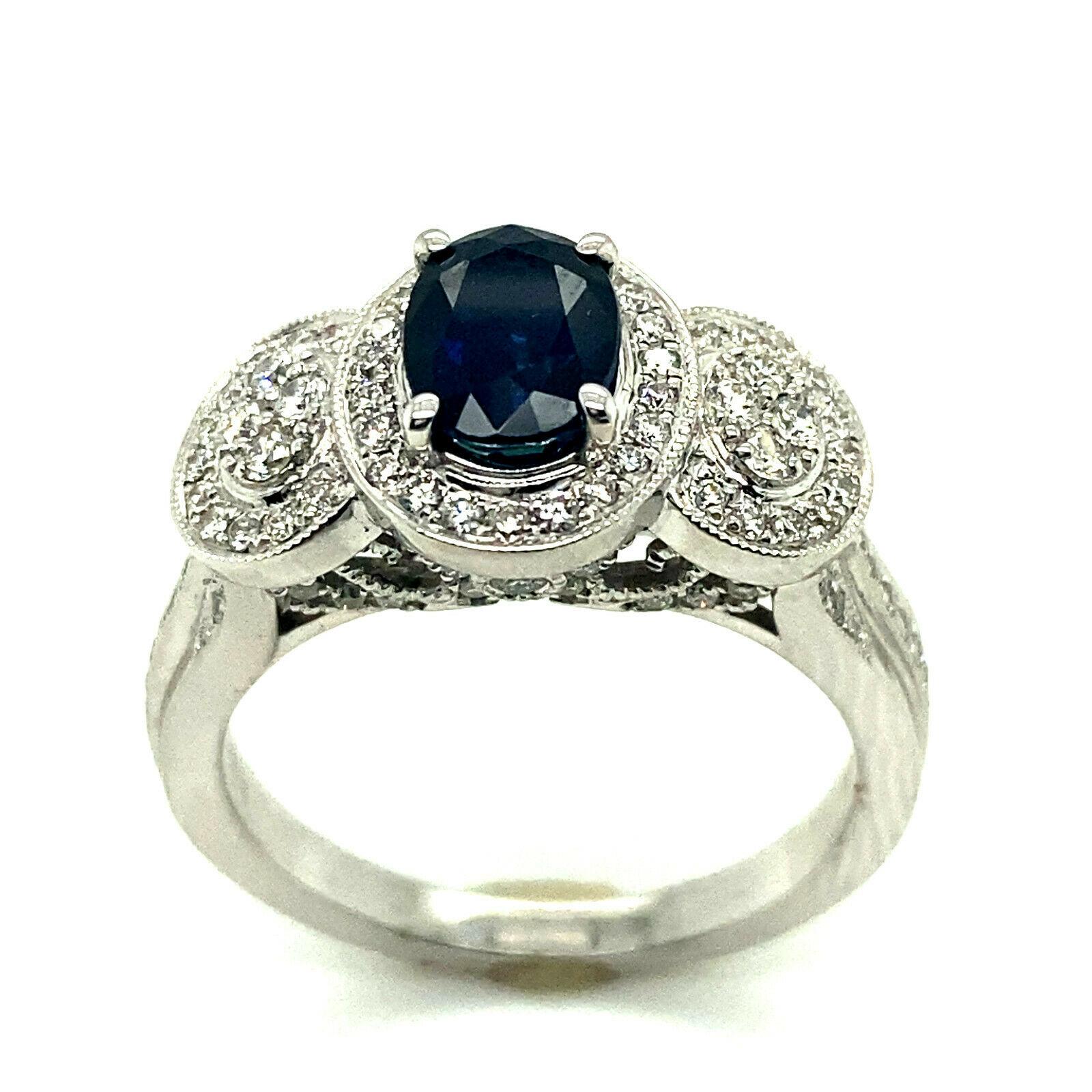 For Sale:  1.92 Carat Natural Diamond & Sapphire Engagement Ring F VS 18k White Gold 4