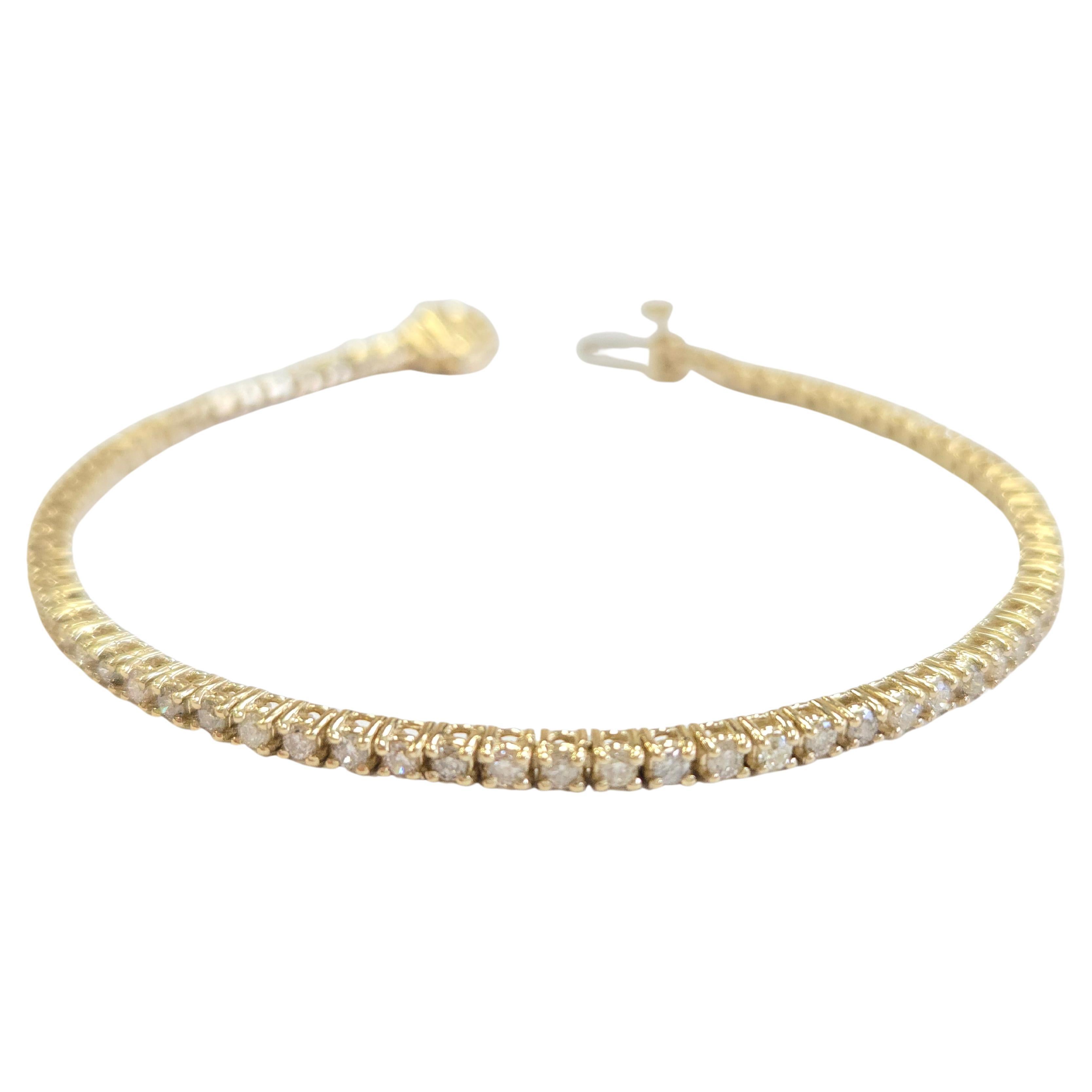 Pulsera de tenis de diamantes naturales de 1,92 quilates y oro amarillo de 14 quilates
