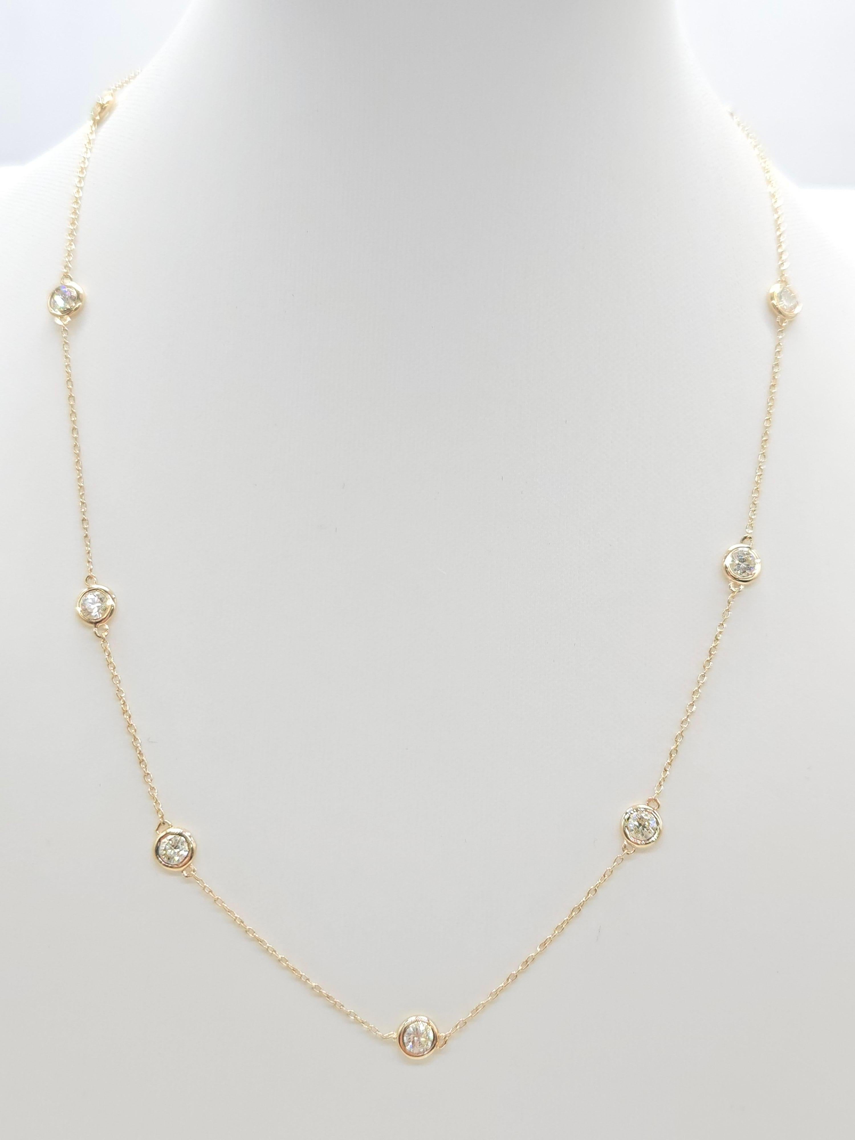 Natürliche Diamanten nach Yard Halskette in 14K Gelbgold - 1,92ct Gesamtgewicht, 16