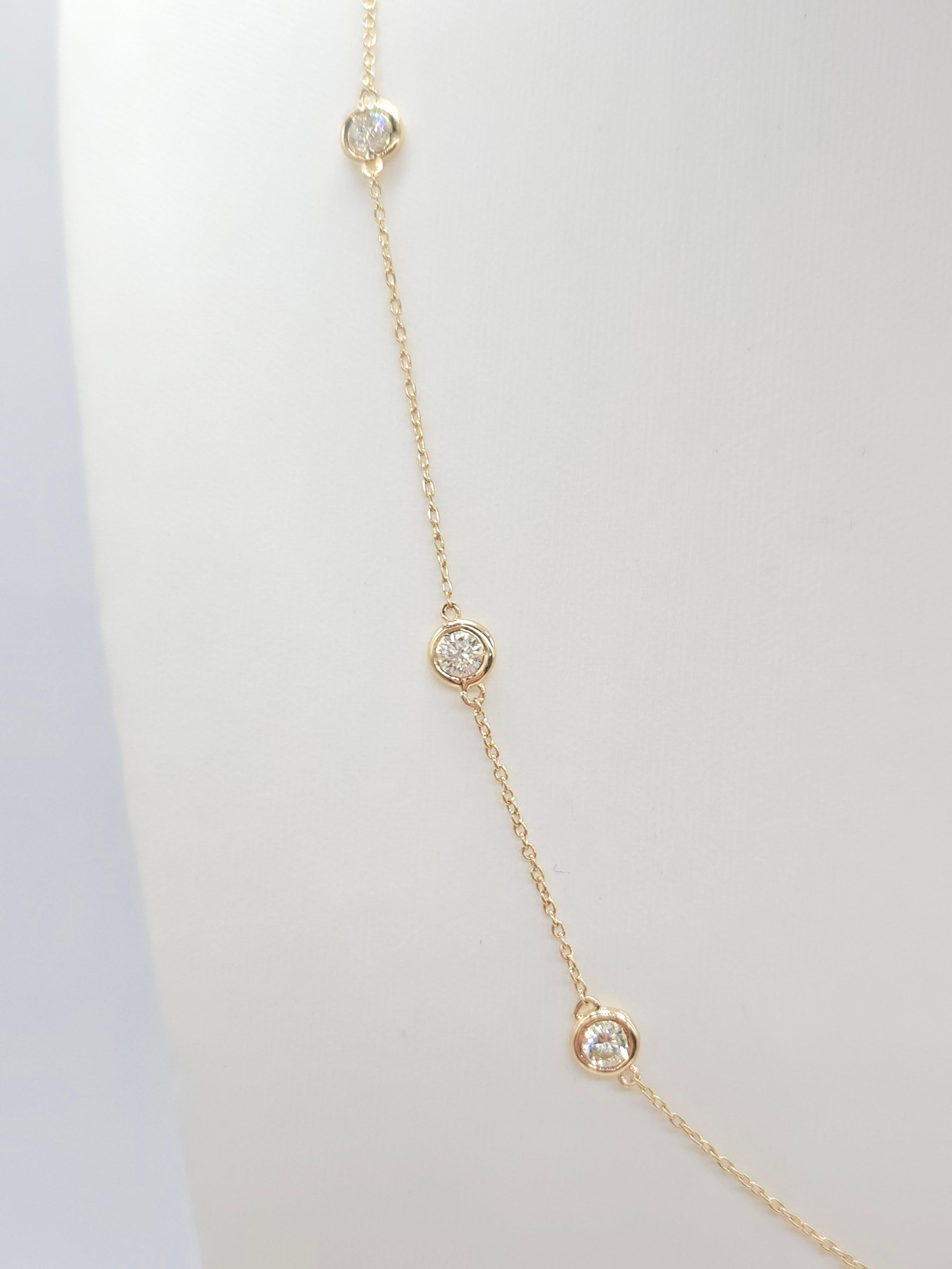 1.92 Carat Nature Diamond By The Yard Necklace 14 Karat Yellow Gold 16'' (Rundschliff)
