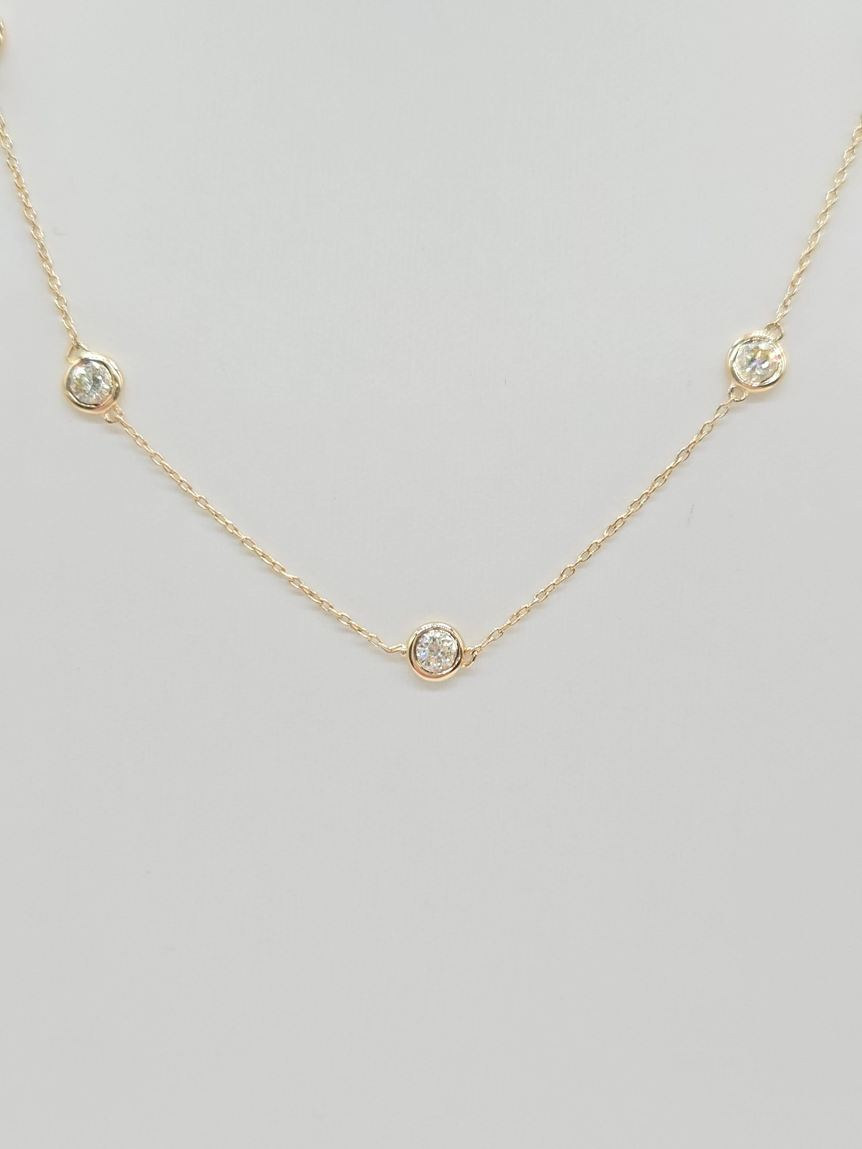 1.92 Carat Nature Diamond By The Yard Necklace 14 Karat Yellow Gold 16'' im Zustand „Neu“ in Great Neck Plaza, NY
