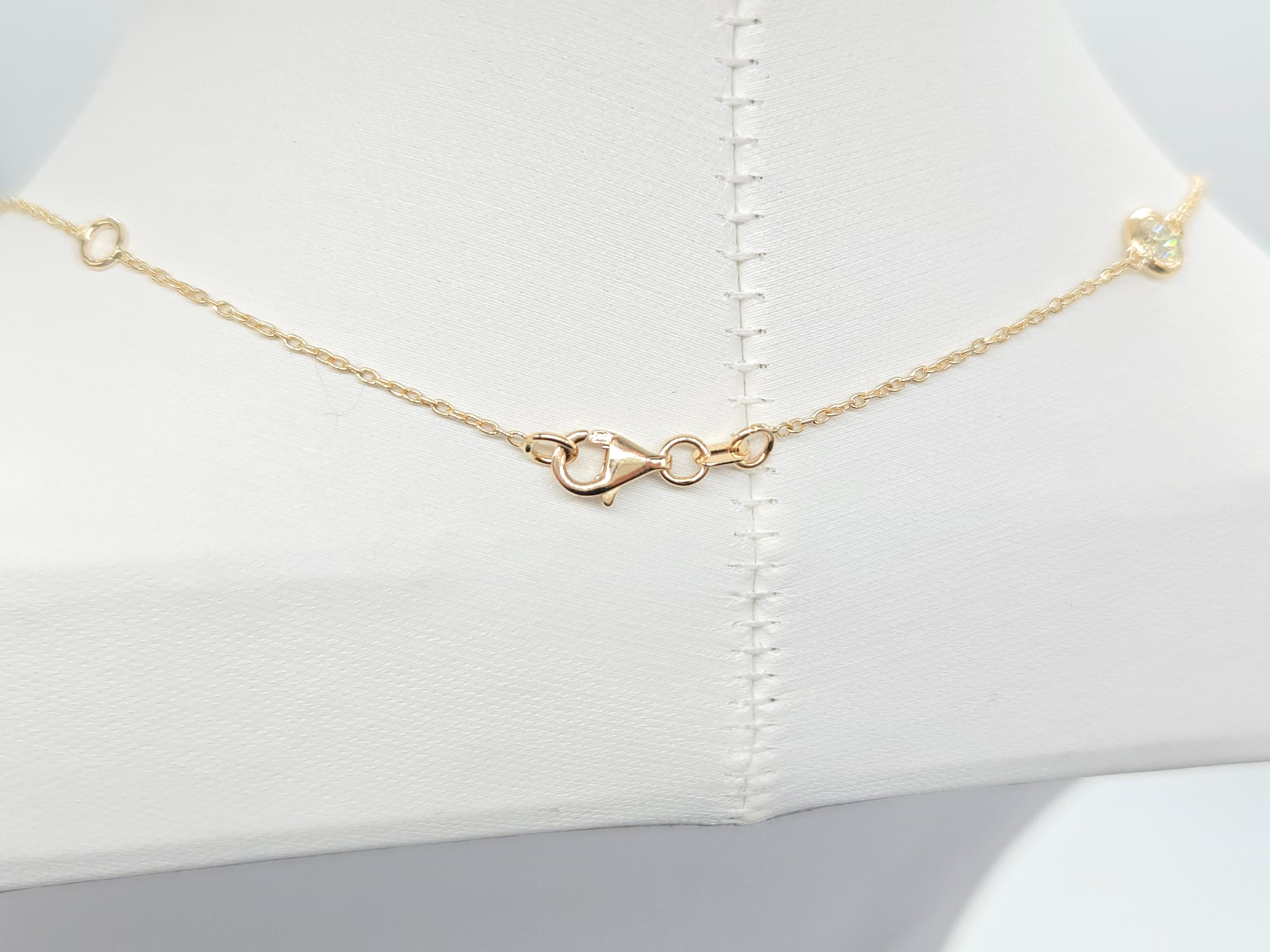 1.92 Carat Nature Diamond By The Yard Necklace 14 Karat Yellow Gold 16'' Damen