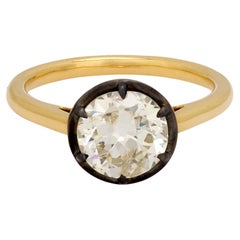 1.92 carat old European cut diamond 18k yellow gold engagement ring