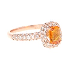 1.92 Carat Orange Sapphire Diamond Rose Gold Ring