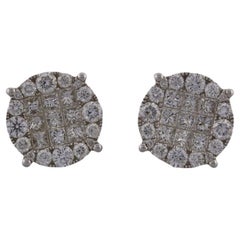 1.92 Karat Diamant-Ohrstecker mit Prinzessin- und rundem Brillantschliff