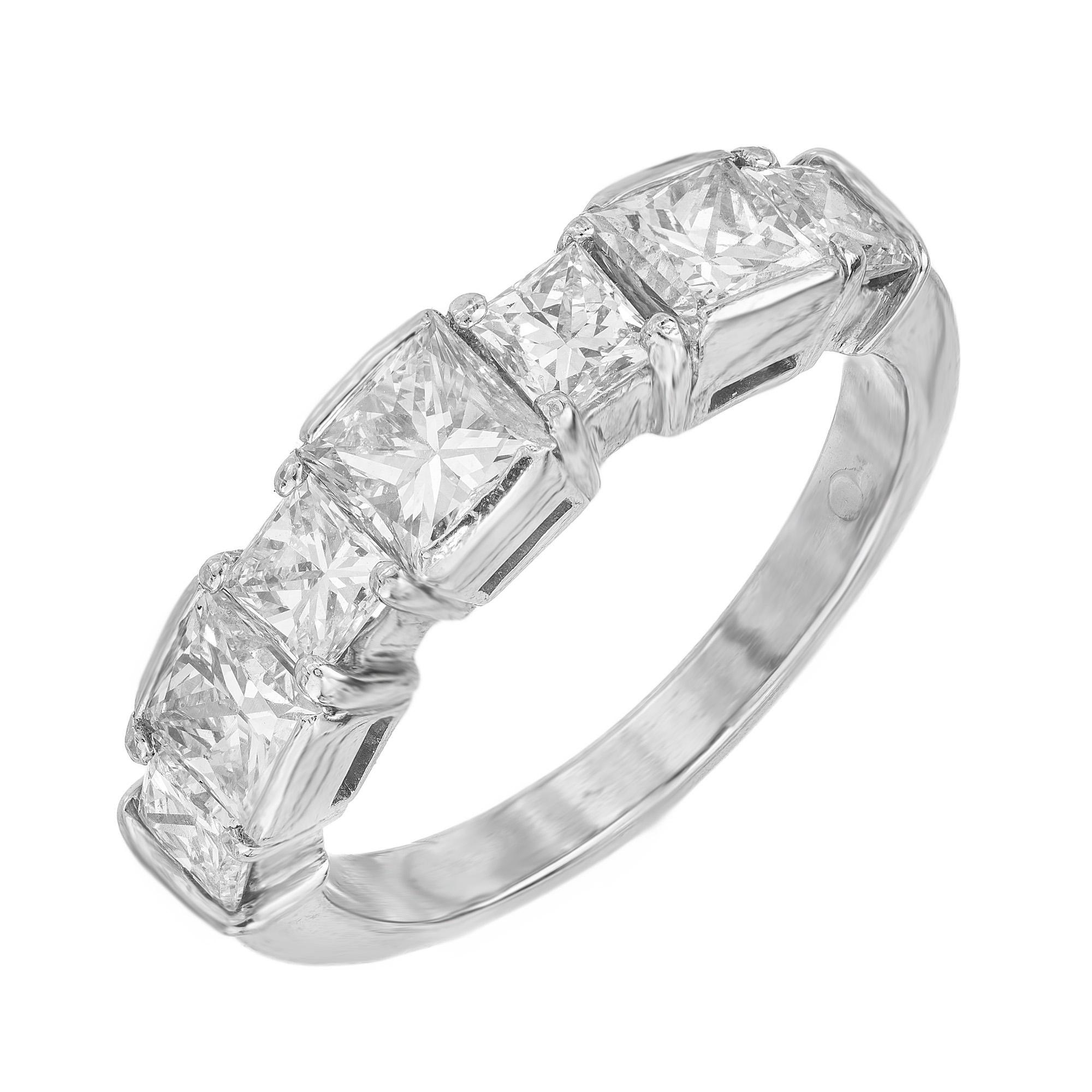Taglio princess Anello nuziale in platino con diamante taglio principessa da 1,92 carati in vendita
