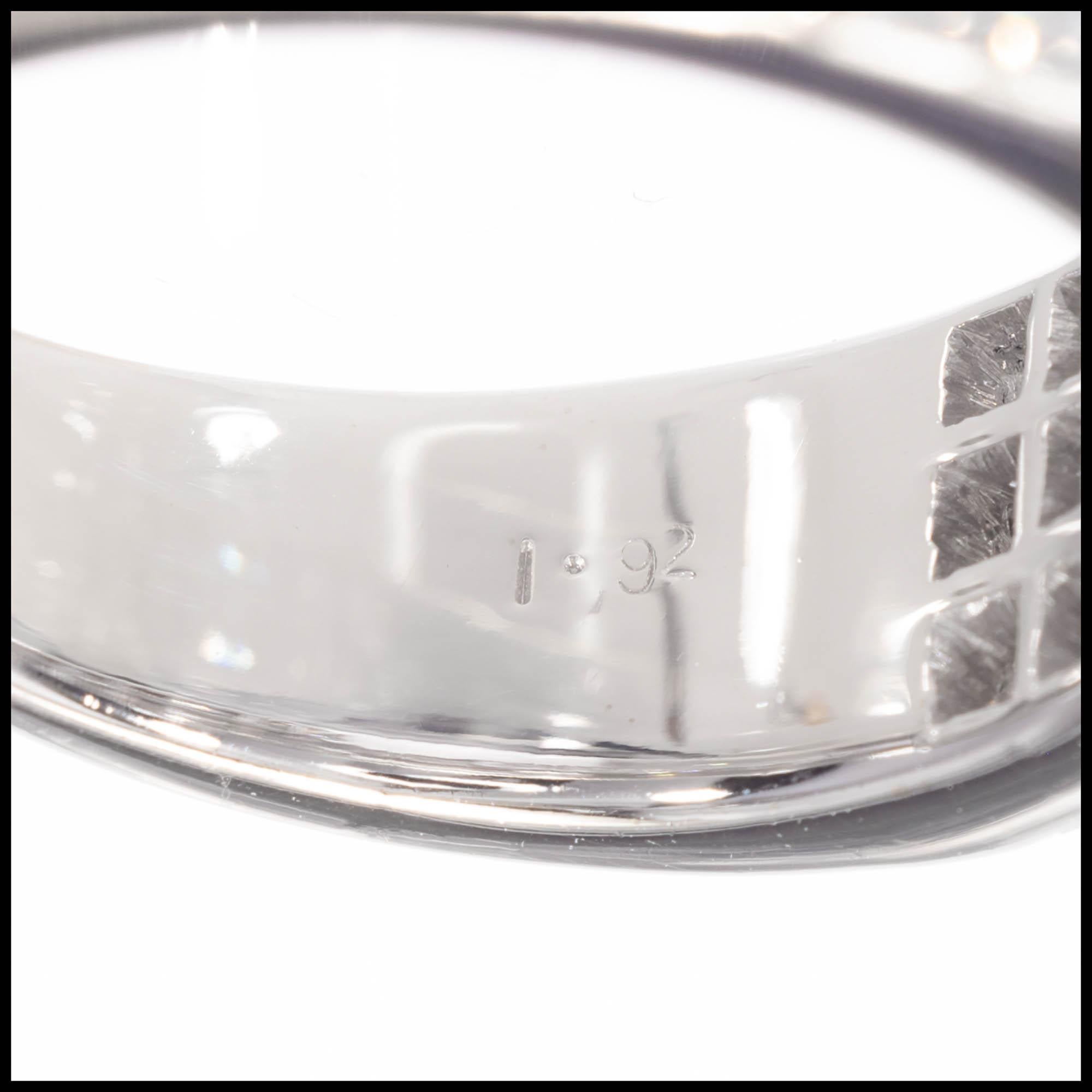 Princess Cut 1.92 Carat Princess Emerald Cut Diamond White Gold Band Ring