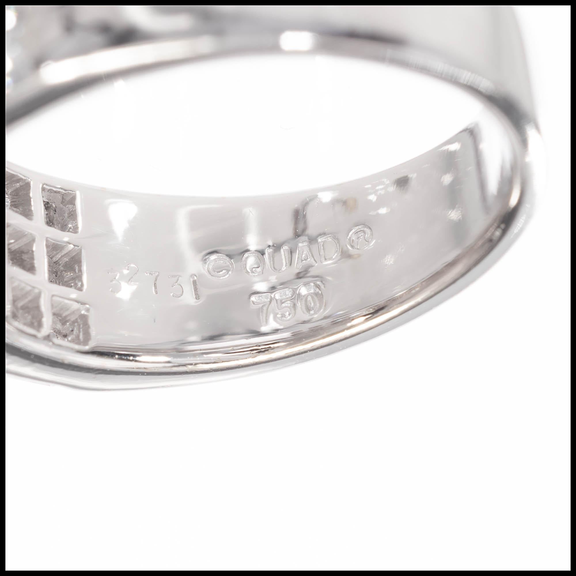 1.92 Carat Princess Emerald Cut Diamond White Gold Band Ring In Excellent Condition In Stamford, CT