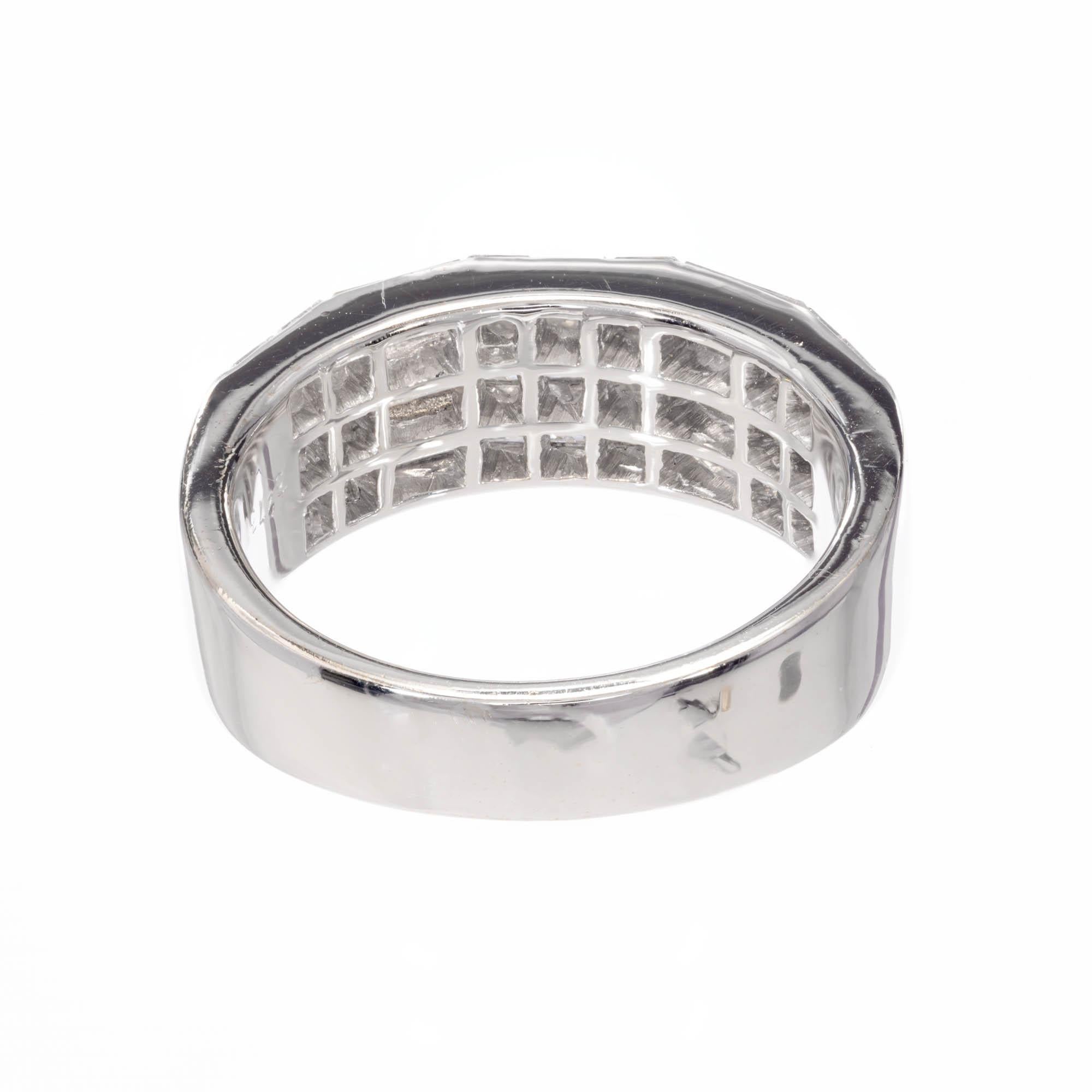 Women's 1.92 Carat Princess Emerald Cut Diamond White Gold Band Ring