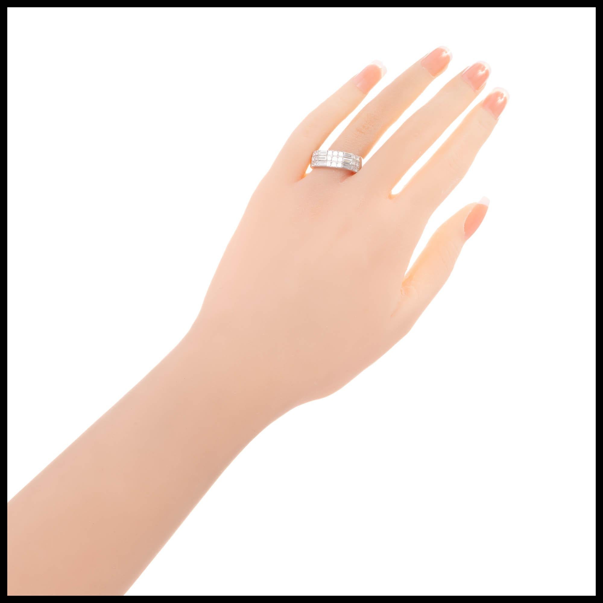 1.92 Carat Princess Emerald Cut Diamond White Gold Band Ring 1