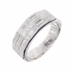 1.92 Carat Princess Emerald Cut Diamond White Gold Band Ring