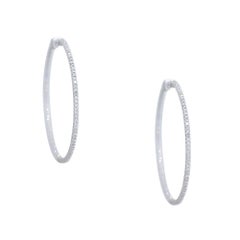 1.92 Carat Round Brilliant Cut Diamond Large Hoop Earrings 18 Karat In Stock