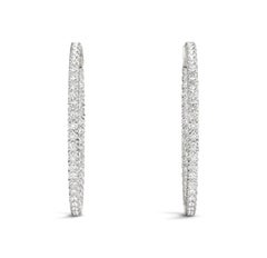 1.92 Carat Round Diamond Hoop Earrings