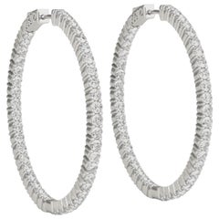 1.92 Carat Round Diamond Hoop Earrings