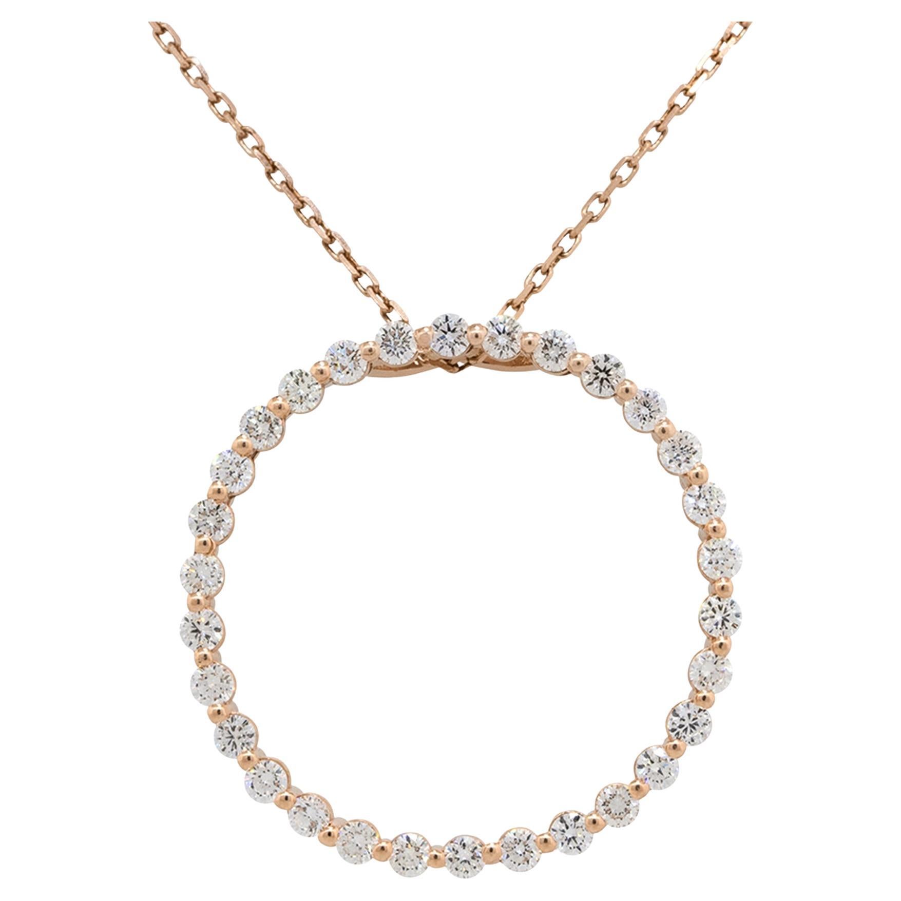 9ct Yellow Gold Natural Diamond Circle Of Life Pendant Necklace 18" Rolo Chain