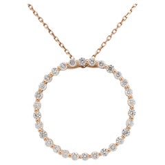 1.92 Carat Round Diamond Open Circle Pendant Necklace 14 Karat in Stock