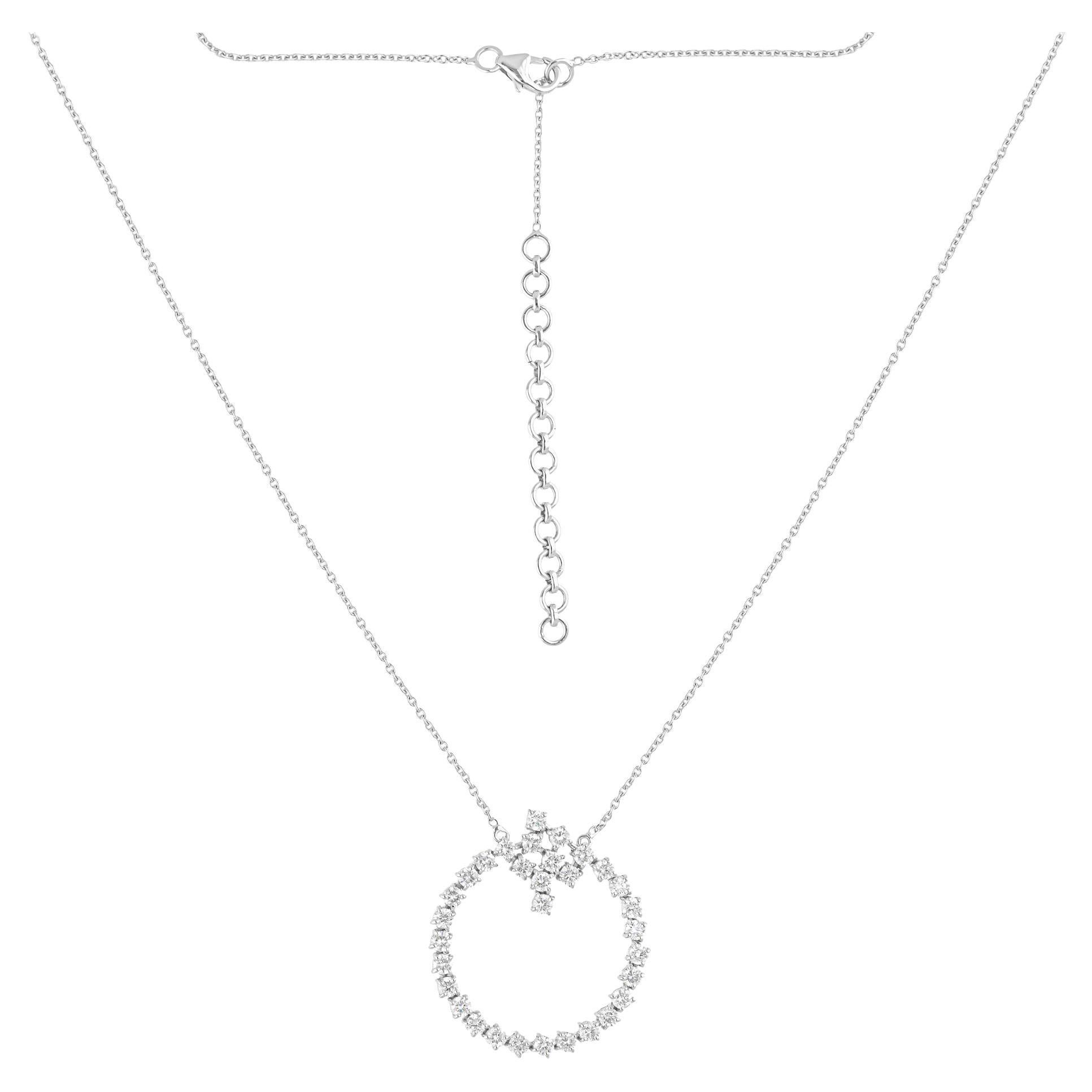 1.92 Quilates SI Claridad HI Color Colgante Círculo Collar Fino Oro Blanco 14 Kilates