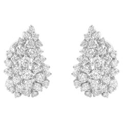 1.92 Carat SI Clarity HI Color Diamond 14 Karat White Gold Fine Cluster Earrings