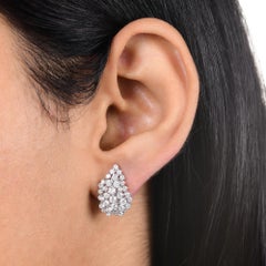 1.92 Carat SI Clarity HI Color Diamond 18 Karat White Gold Cluster Earrings