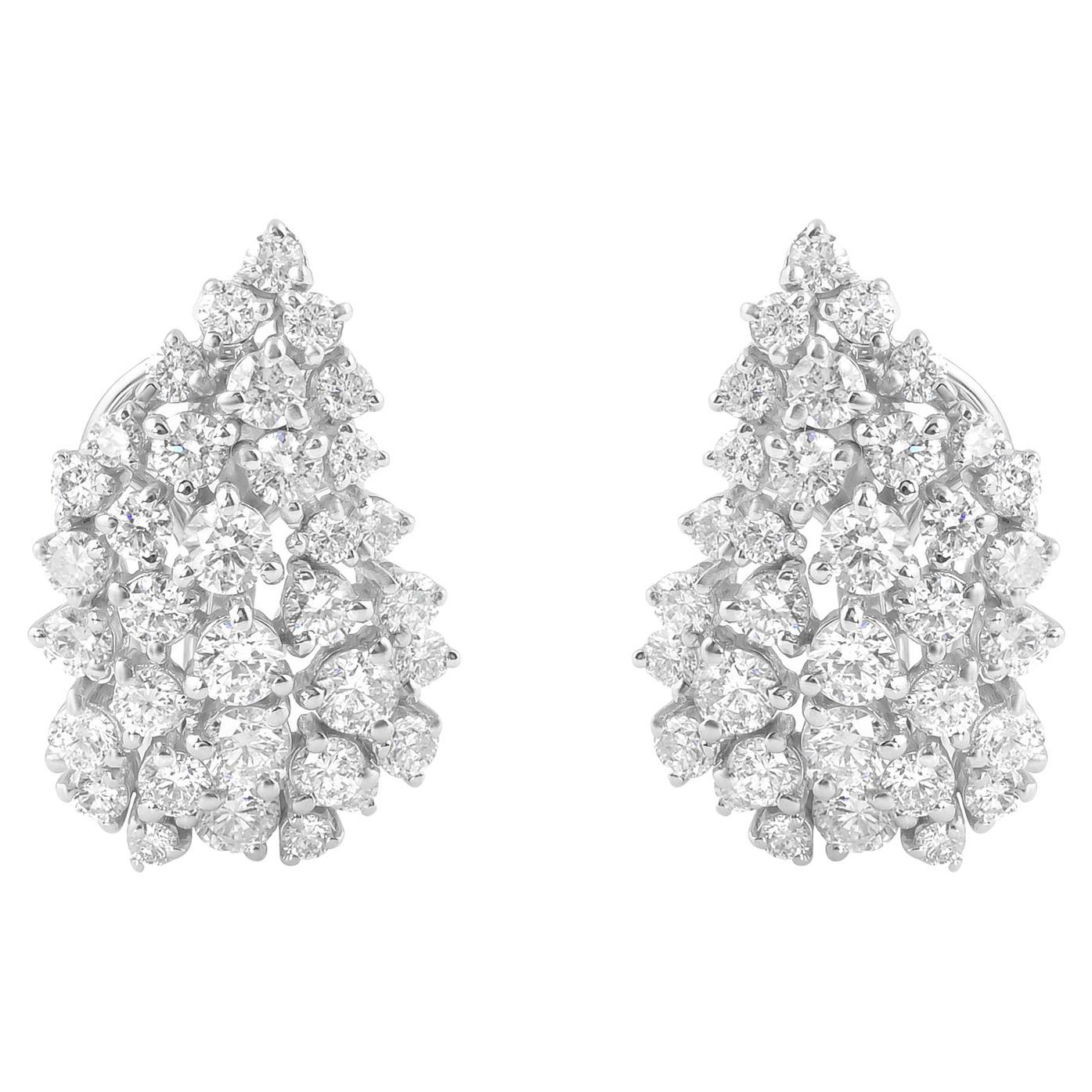 Pendientes en racimo de oro blanco de 18 quilates con diamantes de color HI y claridad SI de 1,92 quilates
