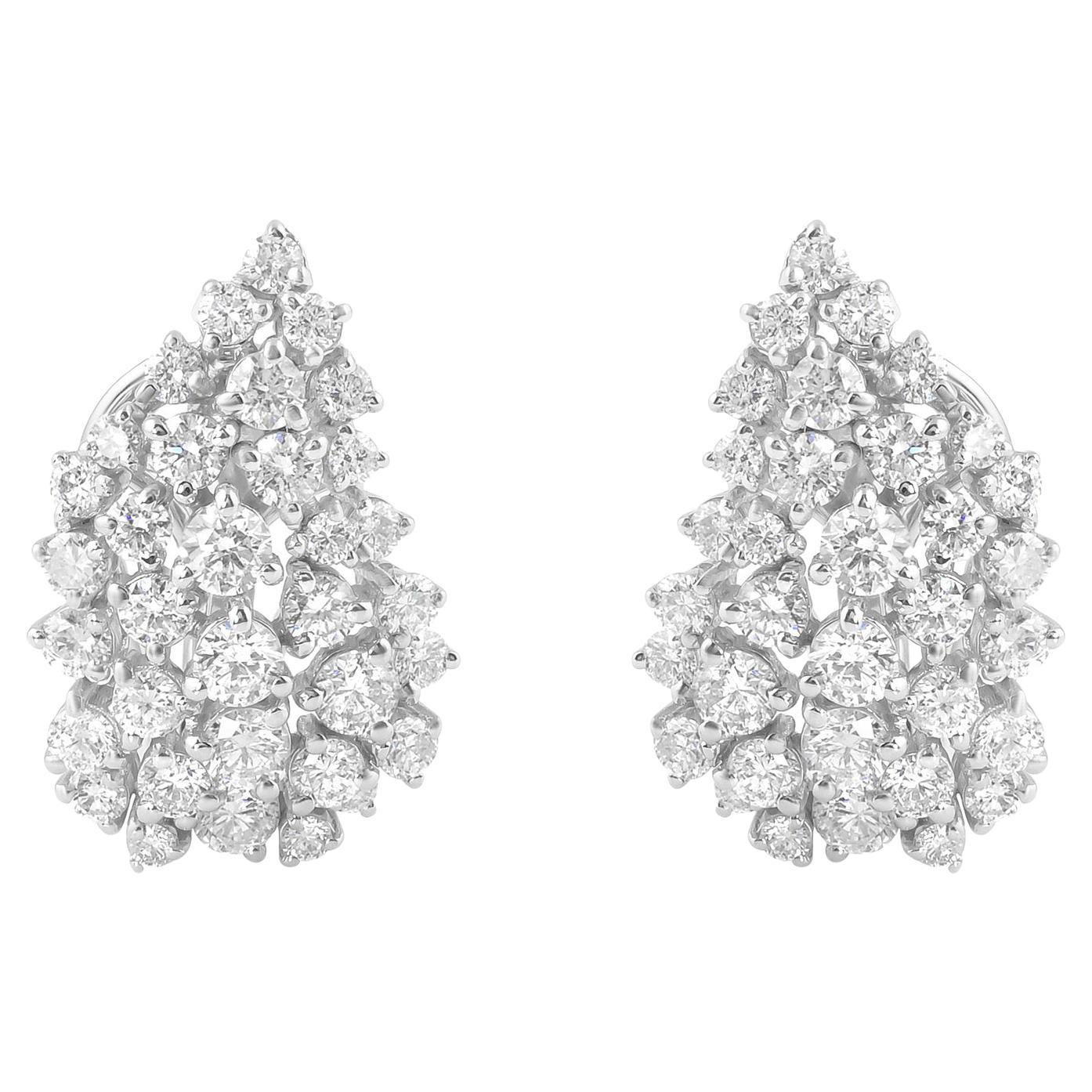 1.92 Carat SI Clarity HI Color Diamond 18 Karat White Gold Cluster Earrings