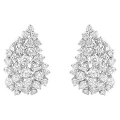 1.92 Carat SI Clarity HI Color Diamond 18 Karat White Gold Cluster Earrings