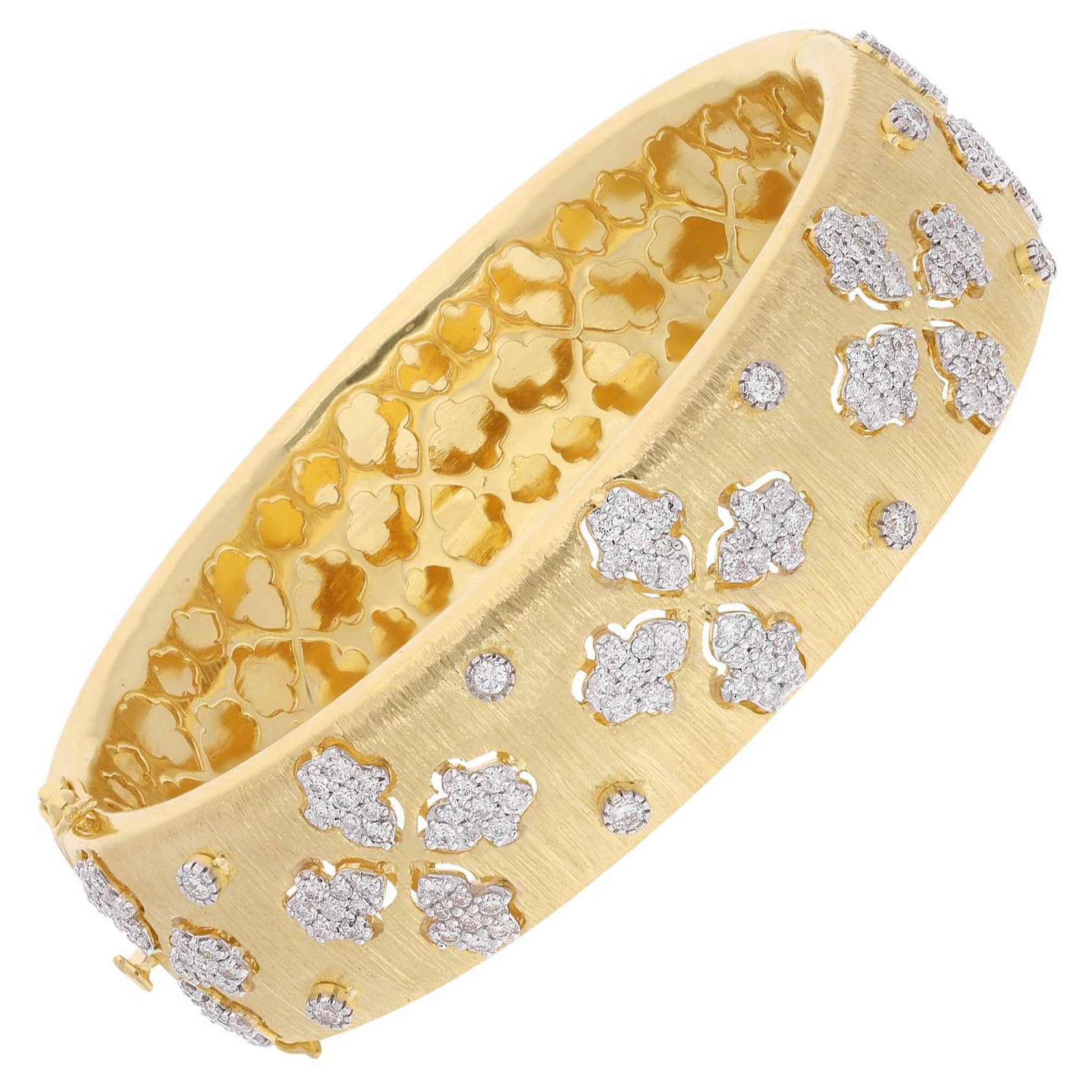 1.92 Karat SI Reinheit HI Farbe Diamant-Armreif feines Armband 18 Karat Gelbgold