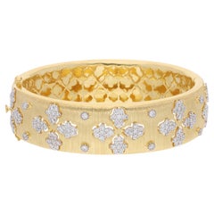 1,92 Quilates SI Claridad HI Color Diamante Brazalete Pulsera Fina Oro Amarillo 18 Kilates